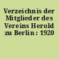 Verzeichnis der Mitglieder des Vereins Herold zu Berlin : 1920
