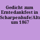 Gedicht zum Erntedankfest in Scharpenhufe/Altmark um 1867
