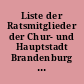 Liste der Ratsmitglieder der Chur- und Hauptstadt Brandenburg 1715 bis zur Einführung der Städteordnung 1809