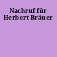 Nachruf für Herbert Bräuer