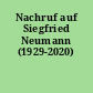 Nachruf auf Siegfried Neumann (1929-2020)