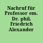 Nachruf für Professor em. Dr. phil. Friedrich Alexander Redlich