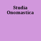 Studia Onomastica
