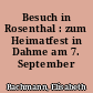Besuch in Rosenthal : zum Heimatfest in Dahme am 7. September 1924