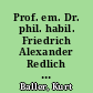 Prof. em. Dr. phil. habil. Friedrich Alexander Redlich - Würdigung anläßlich seines 80. Geburtstages