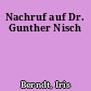 Nachruf auf Dr. Gunther Nisch