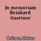 In memoriam Reinhard Gnettner
