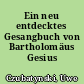 Ein neu entdecktes Gesangbuch von Bartholomäus Gesius