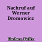 Nachruf auf Werner Dromowicz