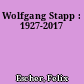 Wolfgang Stapp : 1927-2017