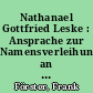 Nathanael Gottfried Leske : Ansprache zur Namensverleihung an die Apotheke in Bad Muskau am 5. 6. 1987