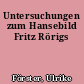 Untersuchungen zum Hansebild Fritz Rörigs