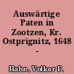 Auswärtige Paten in Zootzen, Kr. Ostprignitz, 1648 - 1751