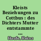 Kleists Beziehungen zu Cottbus : des Dichters Mutter entstammte dem Cottbuser landadel / Sein Freitod war im Kreis Cottbus vorgesehen