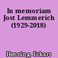 In memoriam Jost Lemmerich (1929-2018)