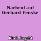 Nachruf auf Gerhard Fenske