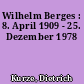 Wilhelm Berges : 8. April 1909 - 25. Dezember 1978