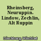 Rheinsberg, Neuruppin. Lindow, Zechlin, Alt Ruppin