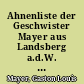 Ahnenliste der Geschwister Mayer aus Landsberg a.d.W. und Seehorst (Posen)