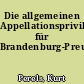 Die allgemeinen Appellationsprivilegien für Brandenburg-Preußen