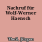 Nachruf für Wolf-Werner Haensch