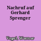 Nachruf auf Gerhard Sprenger